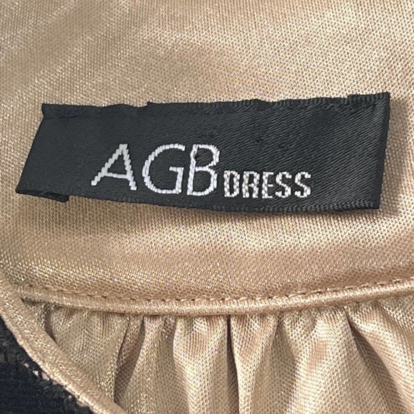 Agb SLEEVELESS POLKA DOT LACE OVERLAY ROUND NECK SHIFT DRESS BLACK/BEIGE 16 EUC - Picture 13 of 15